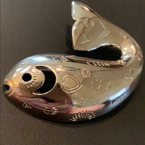 Vintage Crown Trifari Whale Fish Silver Tone